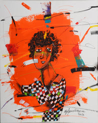 Sister Teen | Original Acrylic Figurative Abstract Portrait On Canvas 27x47"